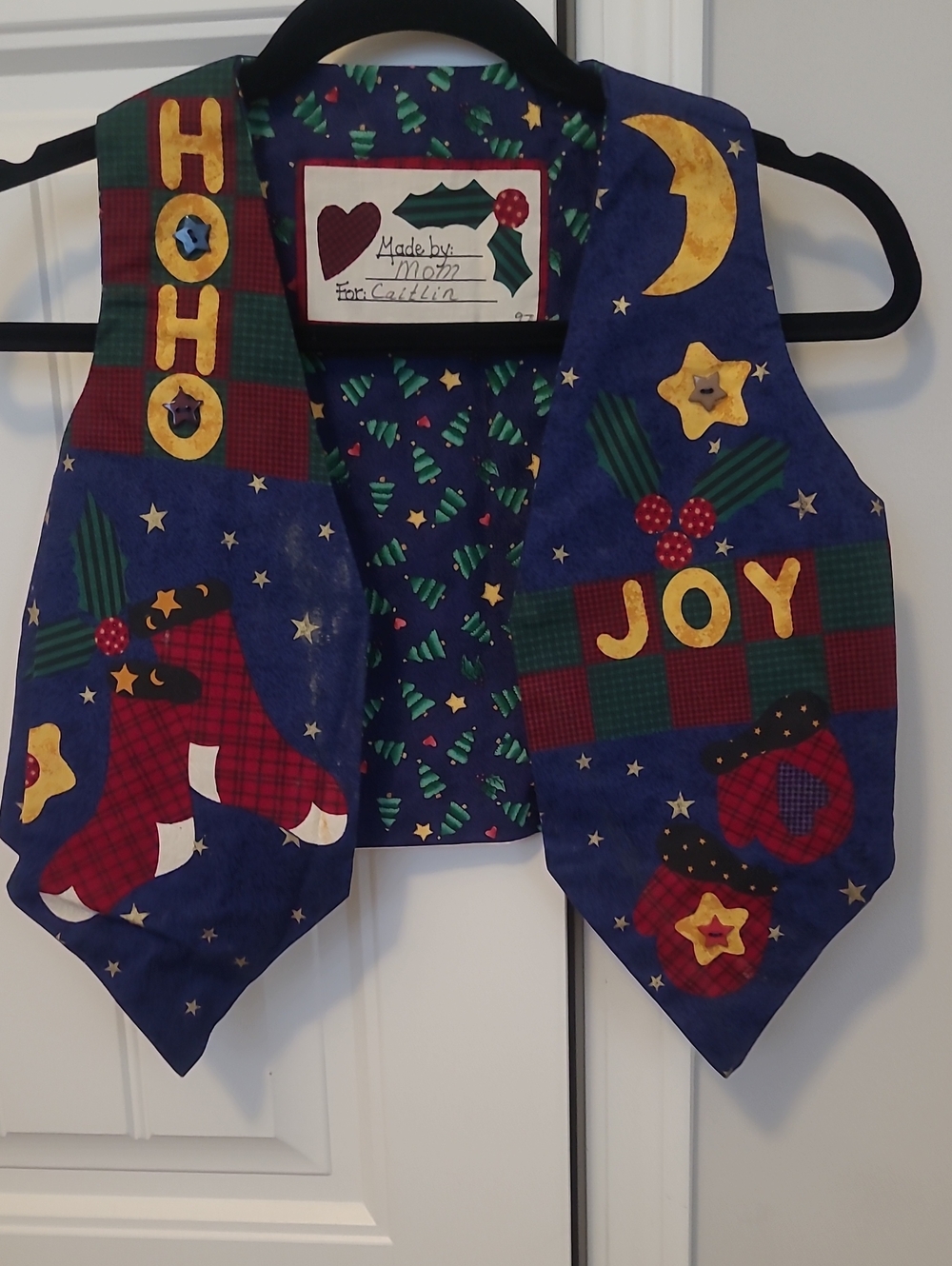 Vintage Blue Kids' Christmas Themed School Vest